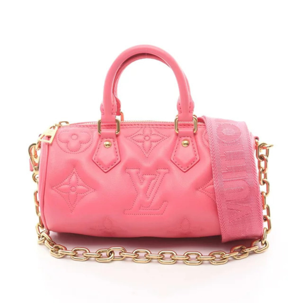 Louis Vuitton Papillon Handbag Leather Bubble Glam Pink